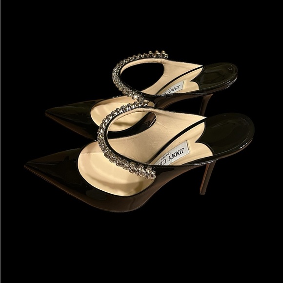 JIMMY CHOO Bing 100 Black Patent Leather Mules - Picture 4 of 8